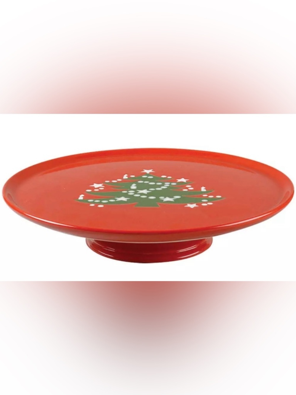 Waechtersbach Christmas Tree Red Pedestal Cake Stand 12.25" Diameter
